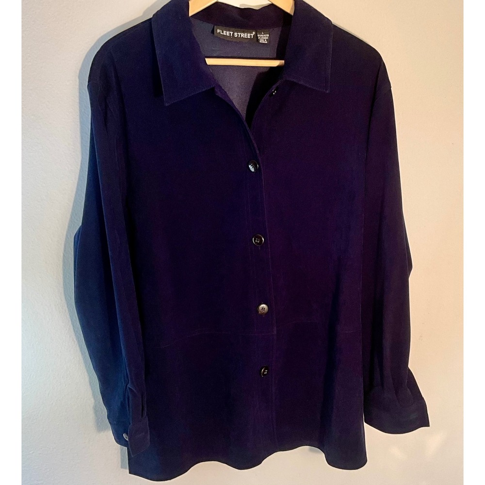 Fleet Street Womens Button‎ Velvet Jacket Coat Satin Lined Career Casual Size L